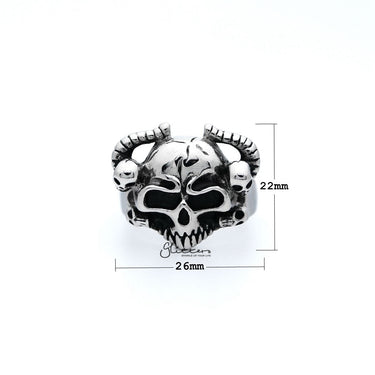 Men's Antiqued Stainless Steel Skull Casting Rings